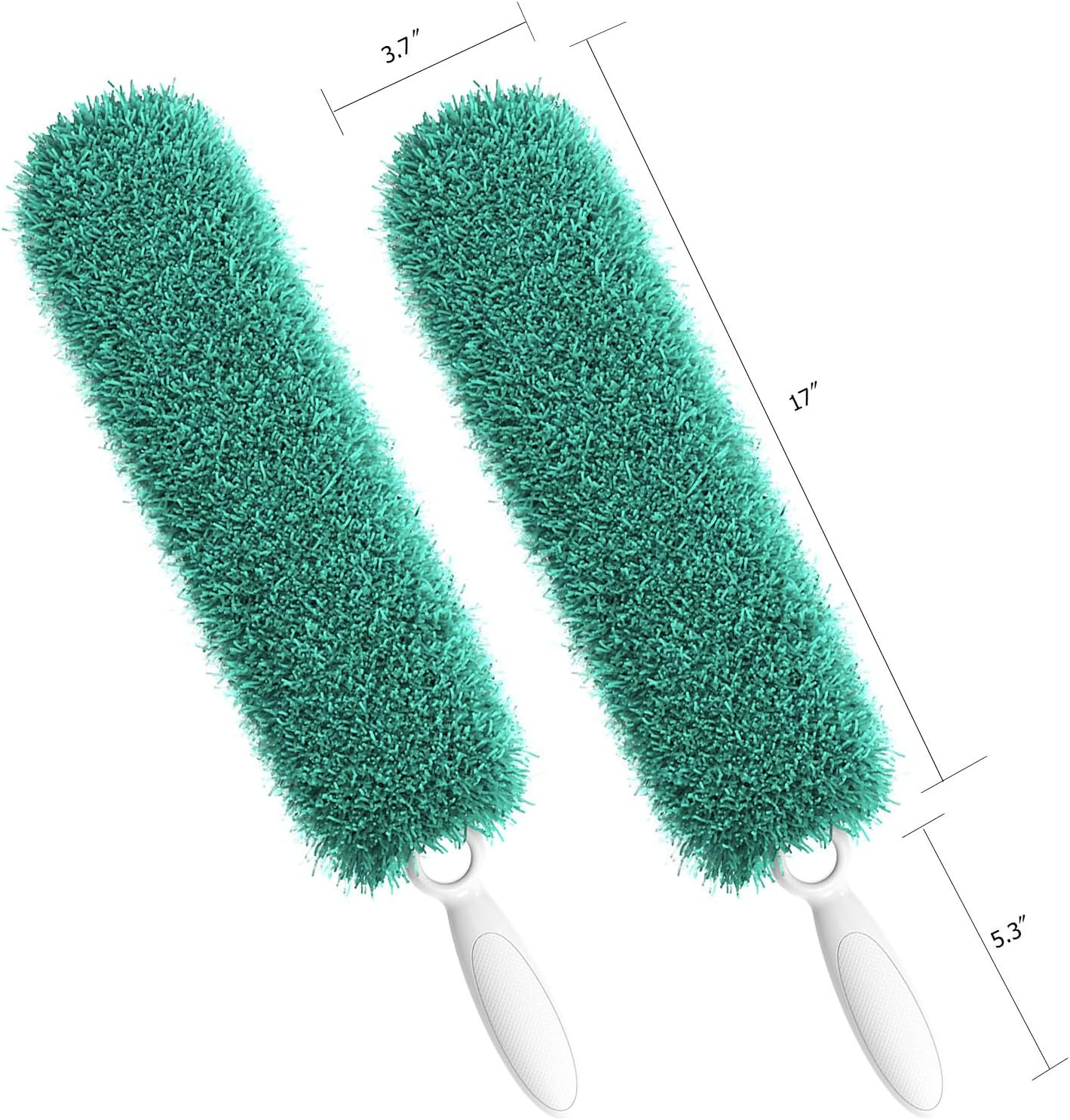 Plumero microfibra con mango cabezal lavable 2uds verde