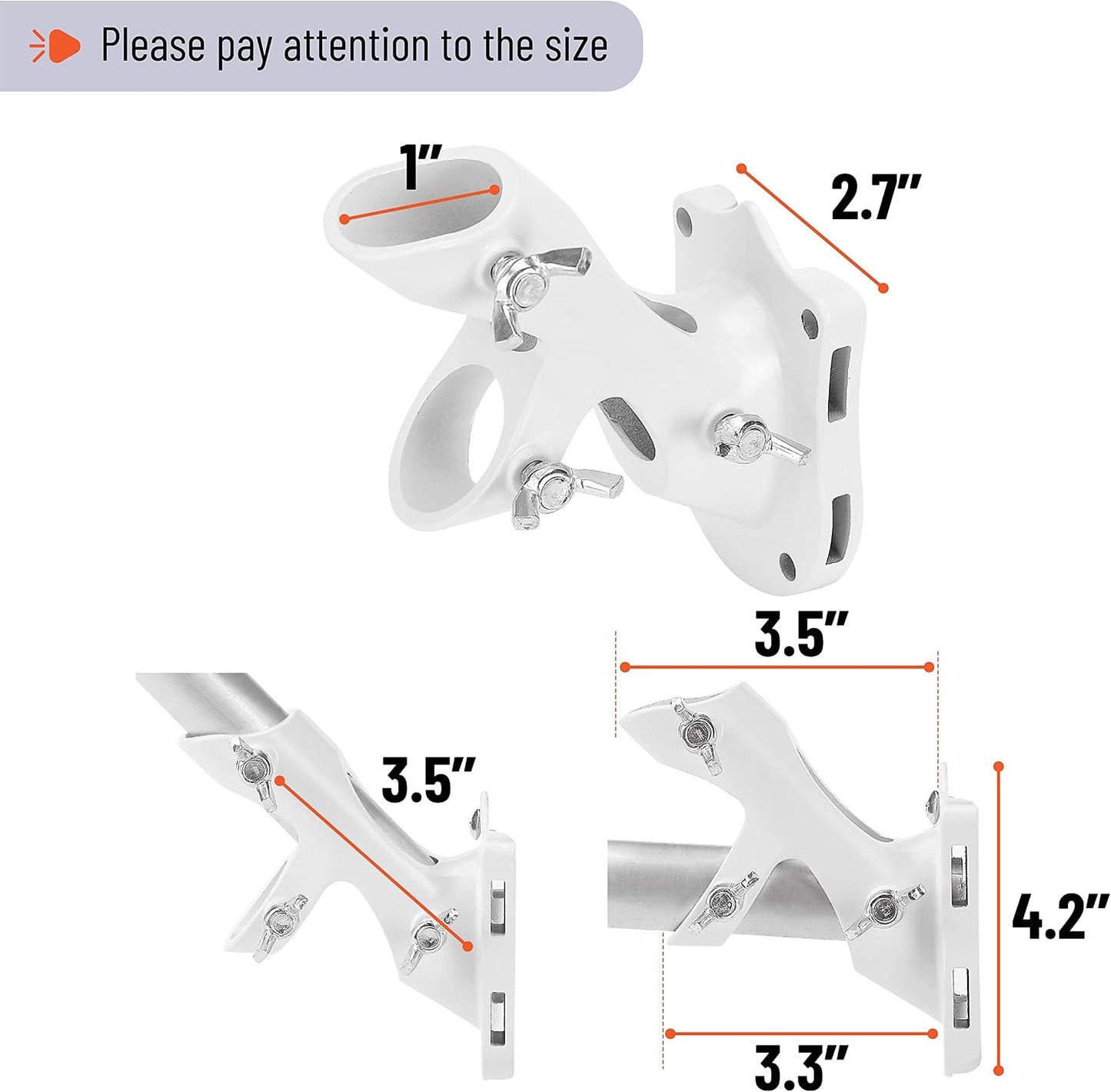 Soporte asta bandera aluminio blanco ajustable 45-90°