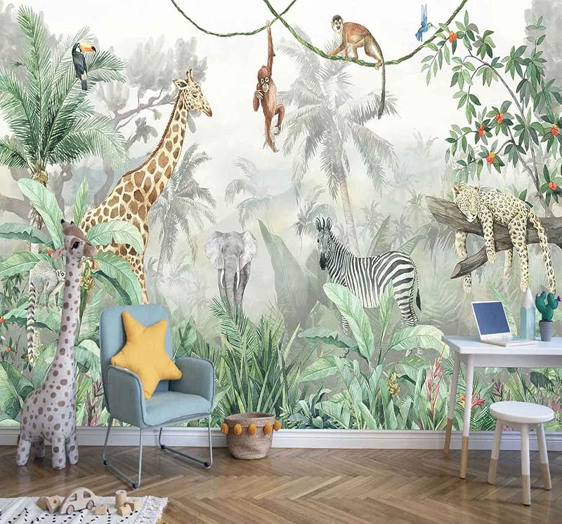 Papel tapiz infantil animales safari 151x105"