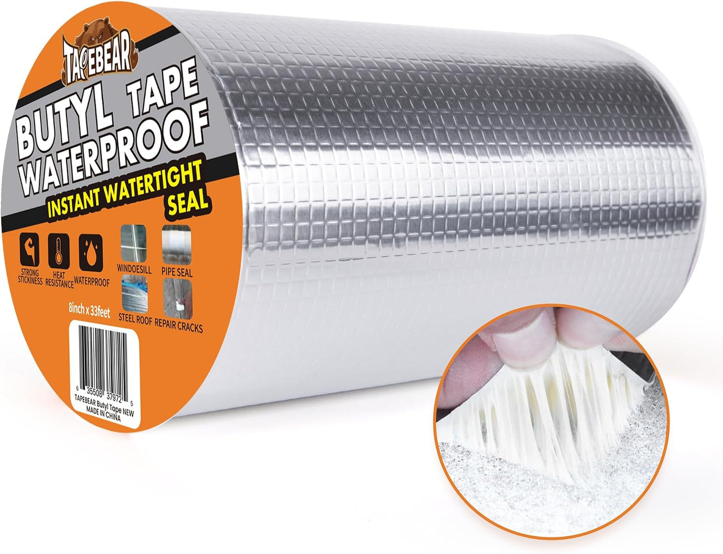 Cinta selladora butilo 8pulg x33ft para techos