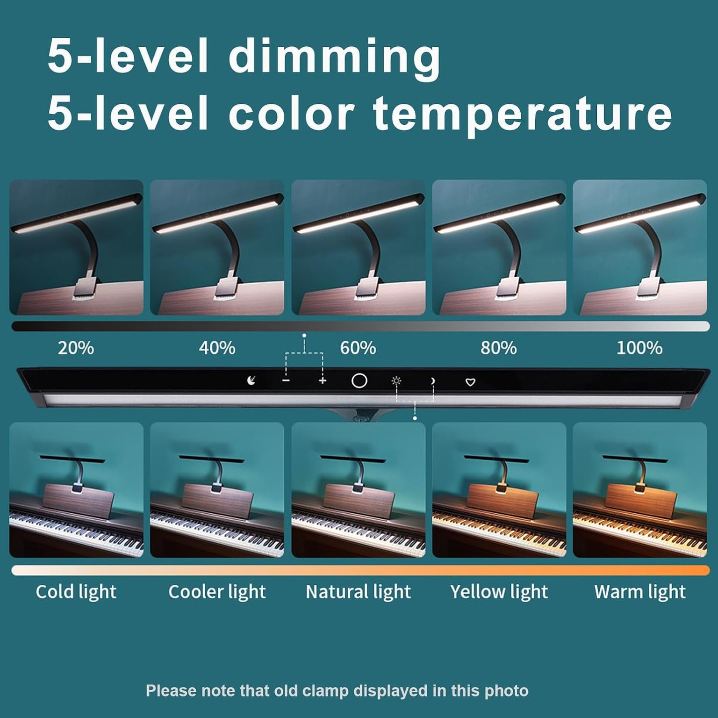 Lámpara piano digital led con luz ambiental 5 niveles
