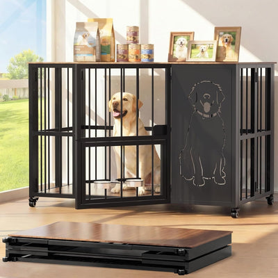 Jaula perros madera 42pulg plegable resistente 35-60lb