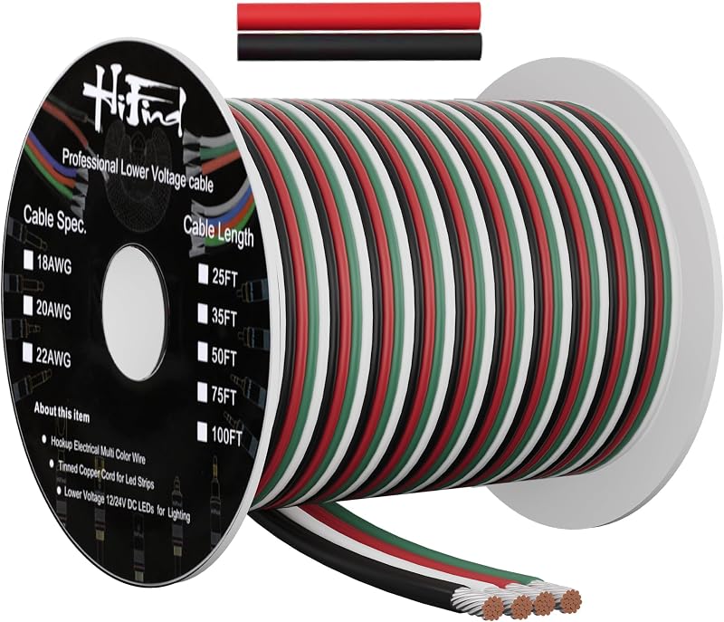 Cable eléctrico 22 y 4 conductores 50ft para LED y automotriz