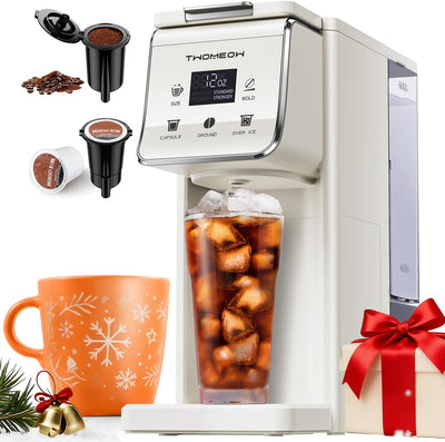 Máquina de café con función caliente y frío para K cup y granos 52 oz tanque de agua