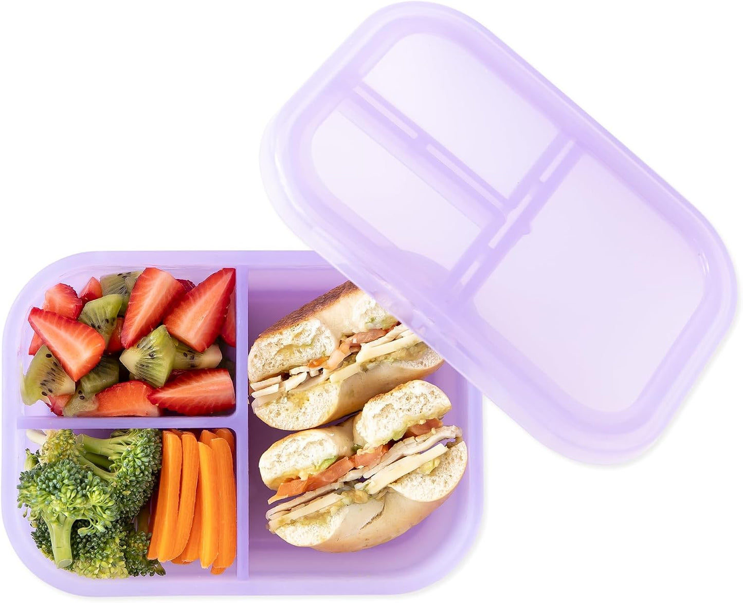 Caja Bento 3 compartimentos silicona LFGB tapa hermética