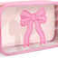 Bolsa maquillaje transparente con lazo rosa organizador viaje mujer