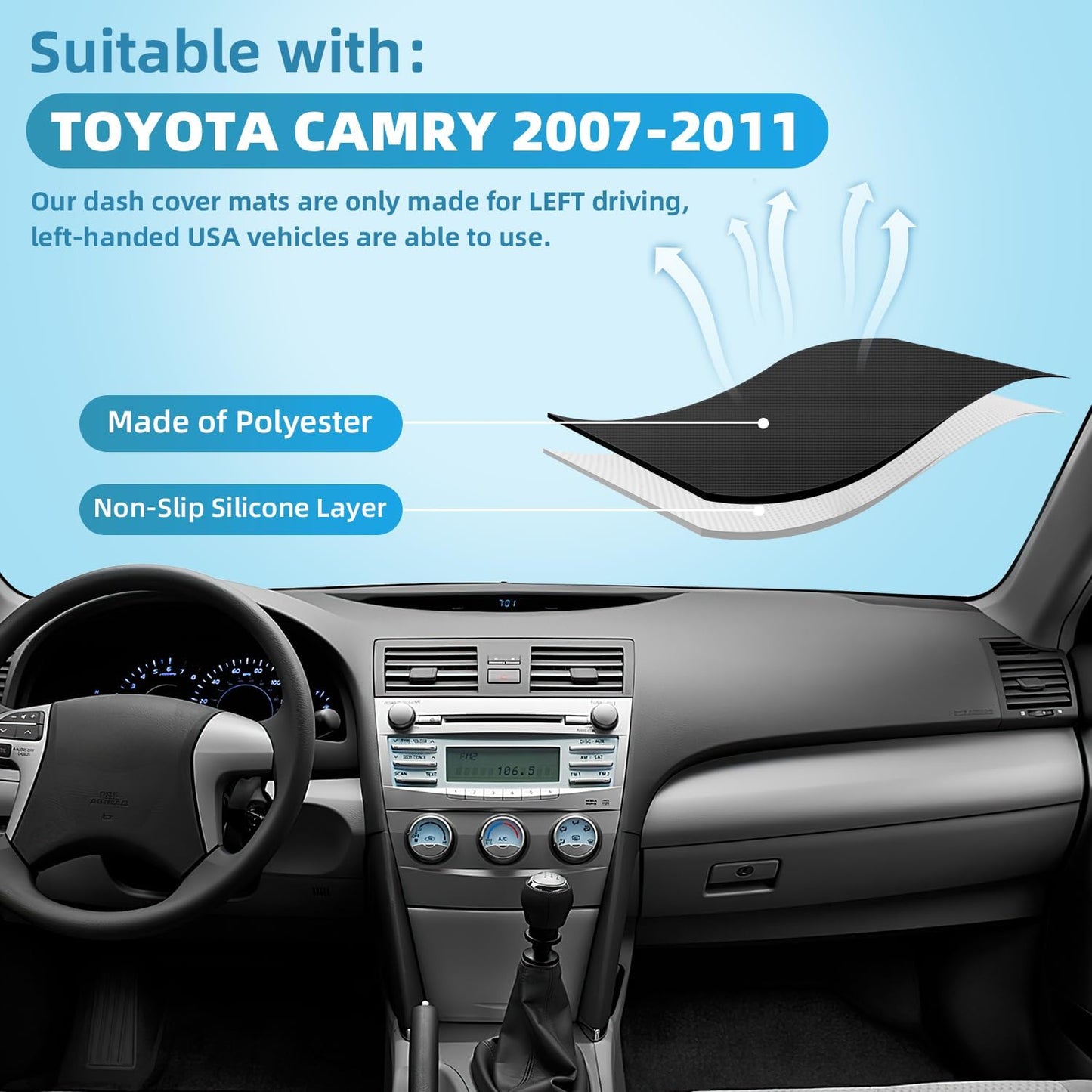 Protector tablero Toyota Camry 07-11 Negro poliéster