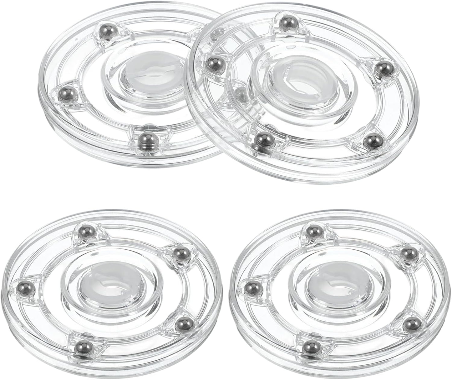 Set 4 Lazy Susan acrílico 4.7pulg rod. plástico organiz. cocina