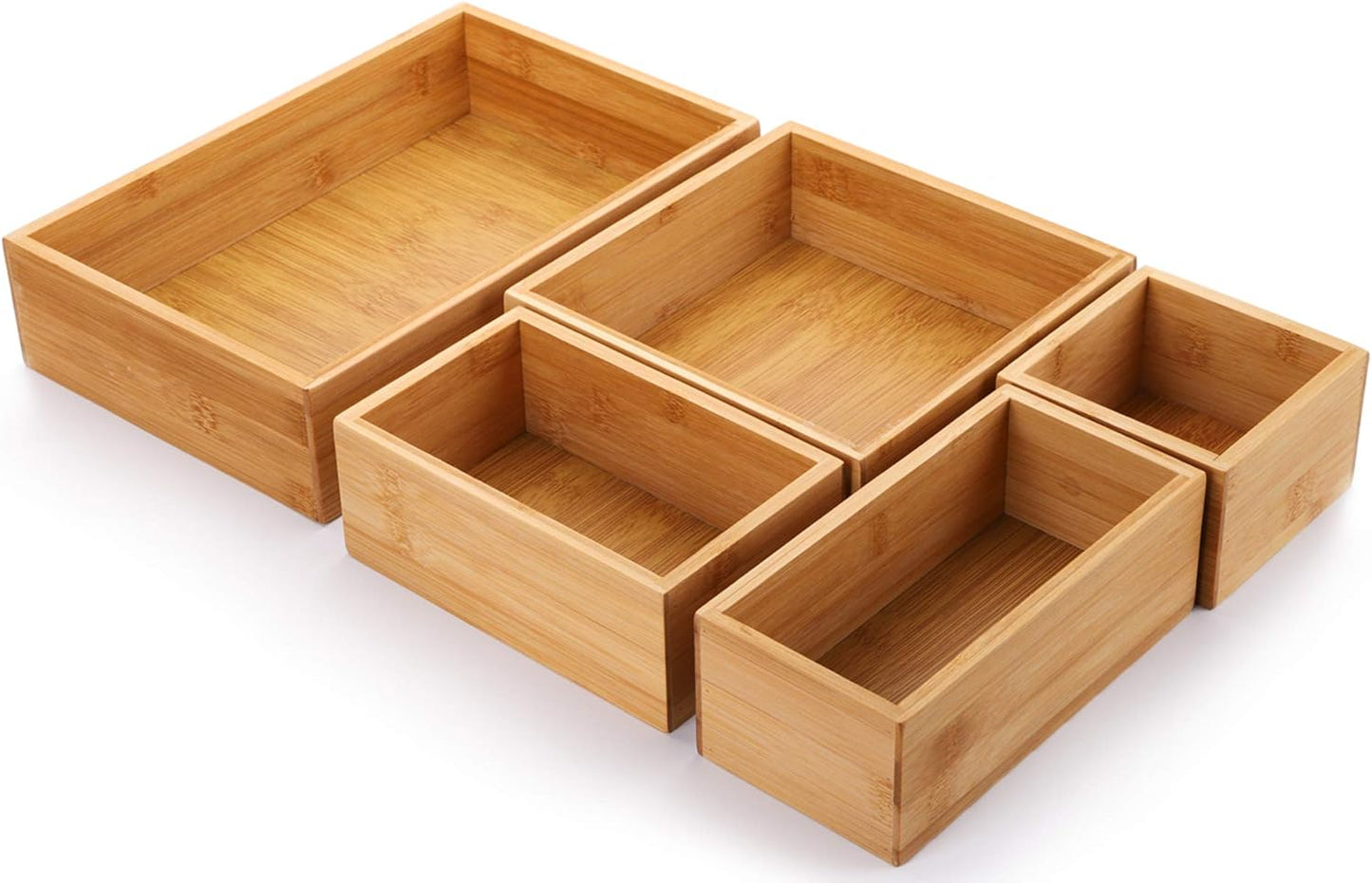 Set 5 cajas organizadoras bambú para oficina cocina