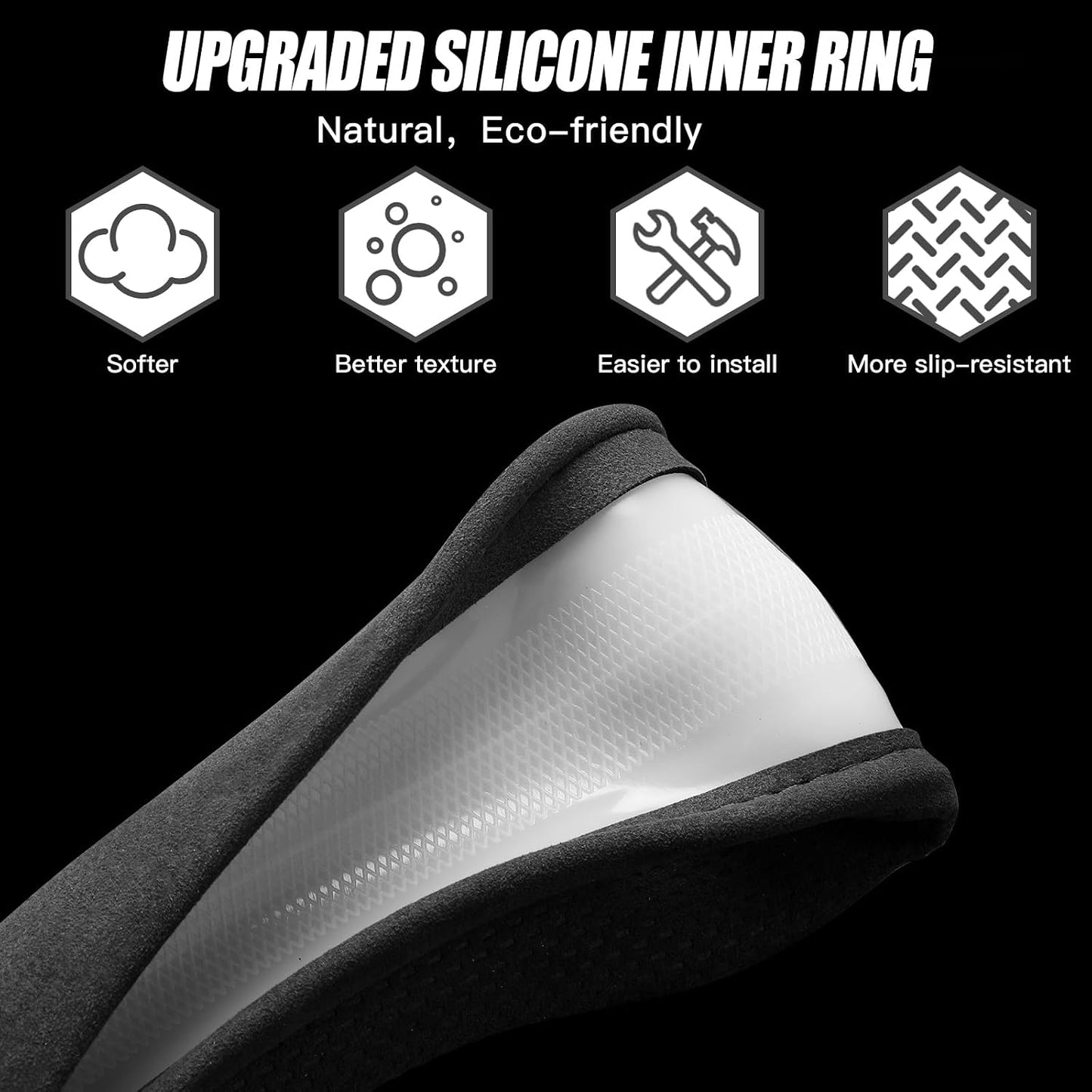 Funda volante gamuza silicona antiderrap 14.5-15pulg negro