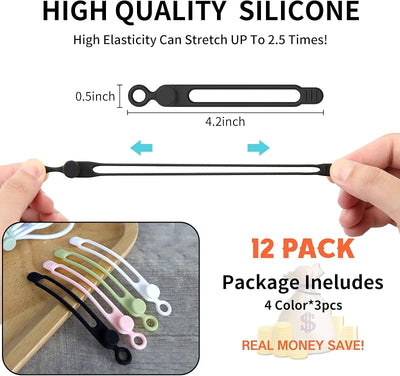 Organiz. cables silicona elástico multiuso negro