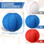 12 Linternas Béisbol Rojas Blancas Azules Día Independencia