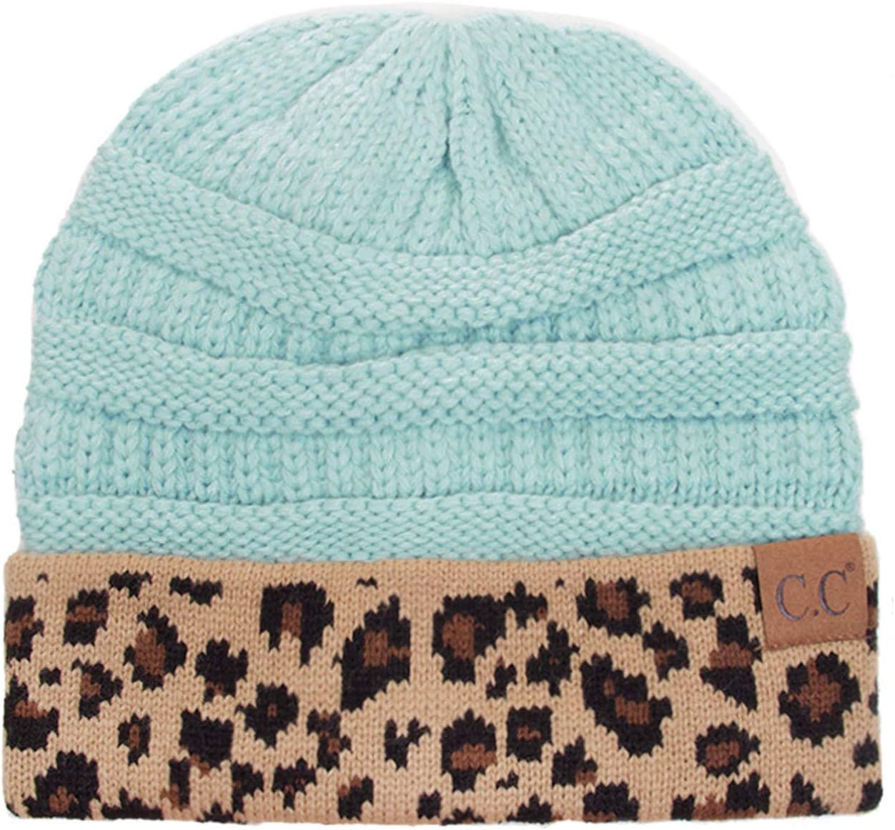 Gorro clásico mujer puño leopardo color sólido