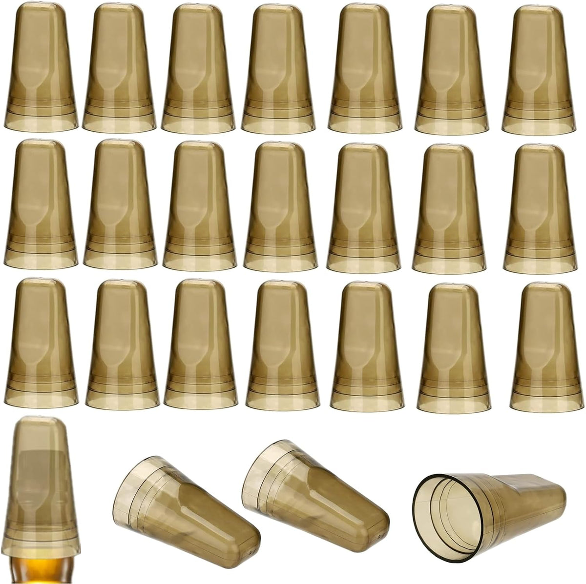 24 Tapas Plástico Translúcido para Botellas Licor