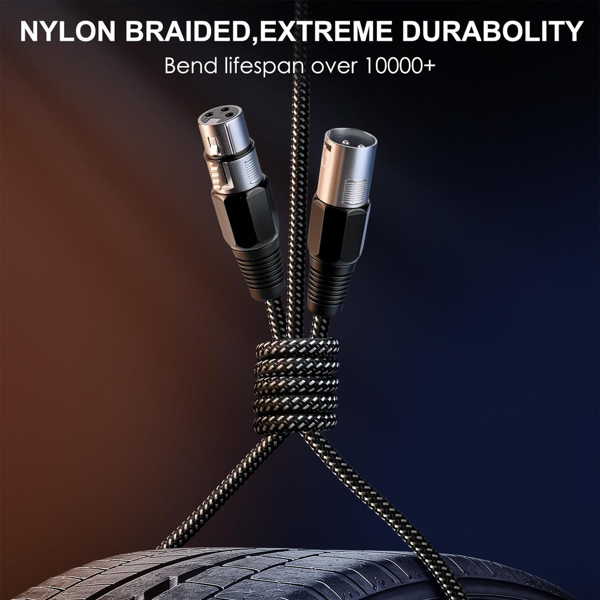 Cable XLR 10ft 4uds micrófono 3pines nylong trenzado