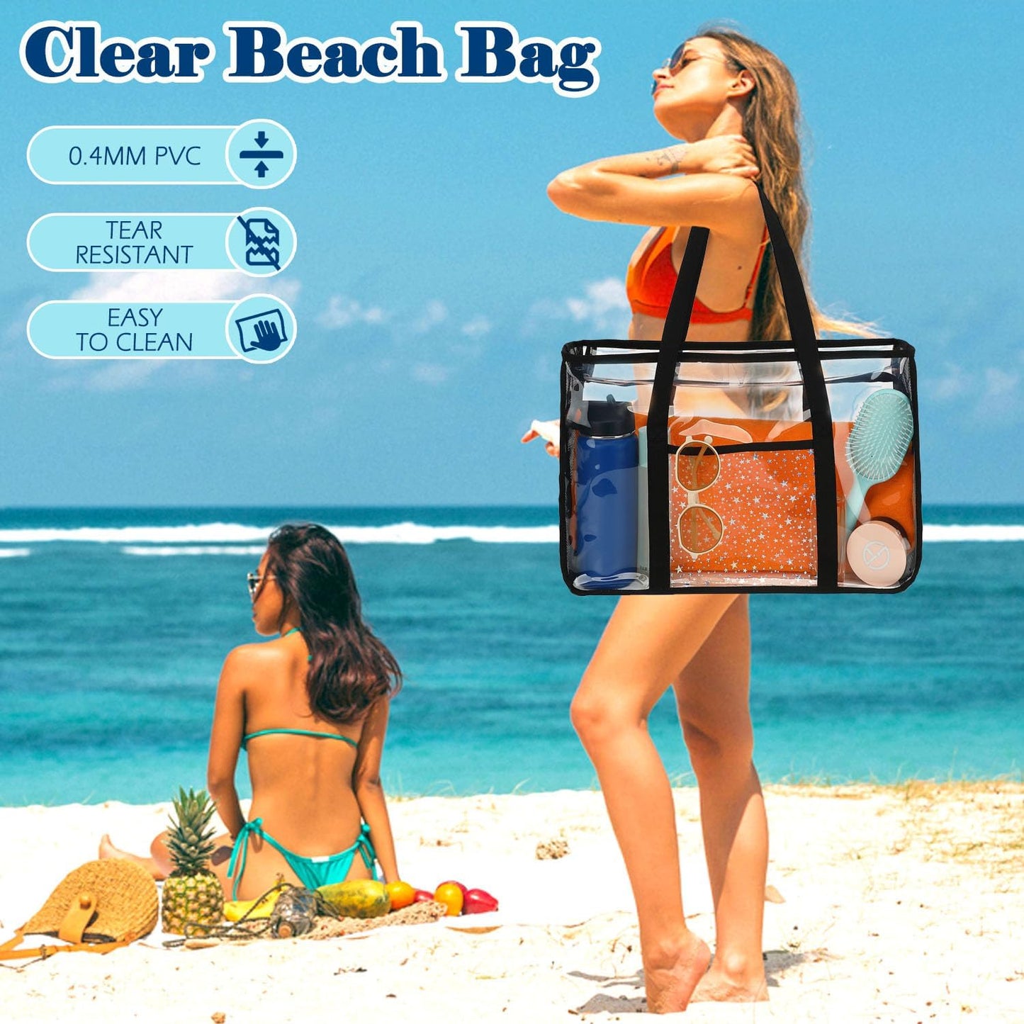 Bolso playa mujer grande impermeable con cremallera