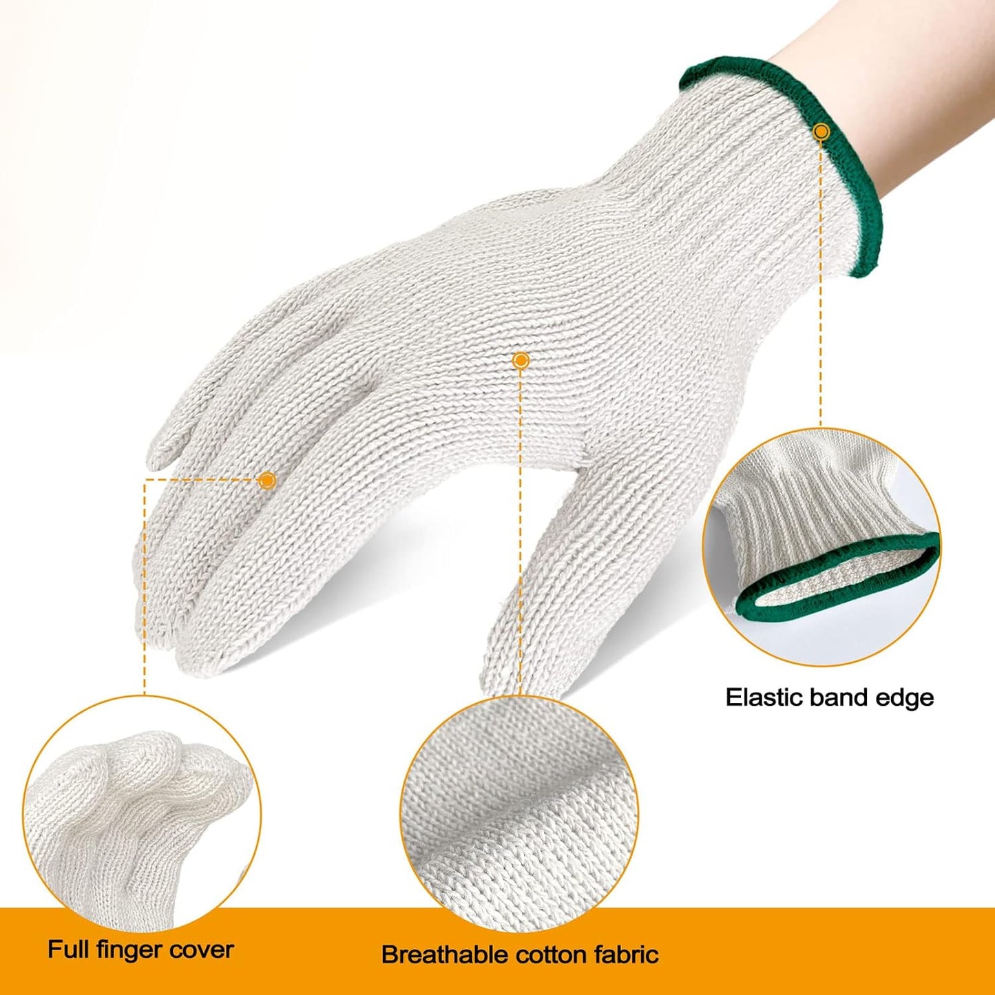 12 Pzas Guantes Algodón para Barbacoa Cocina Talla Extra Grande