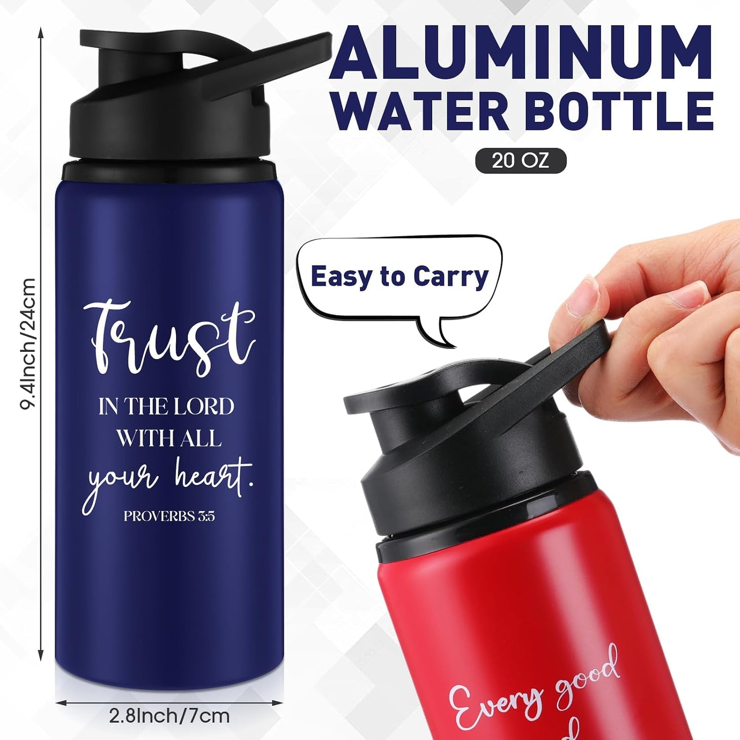10 Botellas Agua Aluminio Cristianas 20oz A prueba Fugas