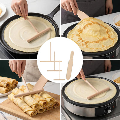 Juego 4 esparcidores crepes madera con volteador panqueques