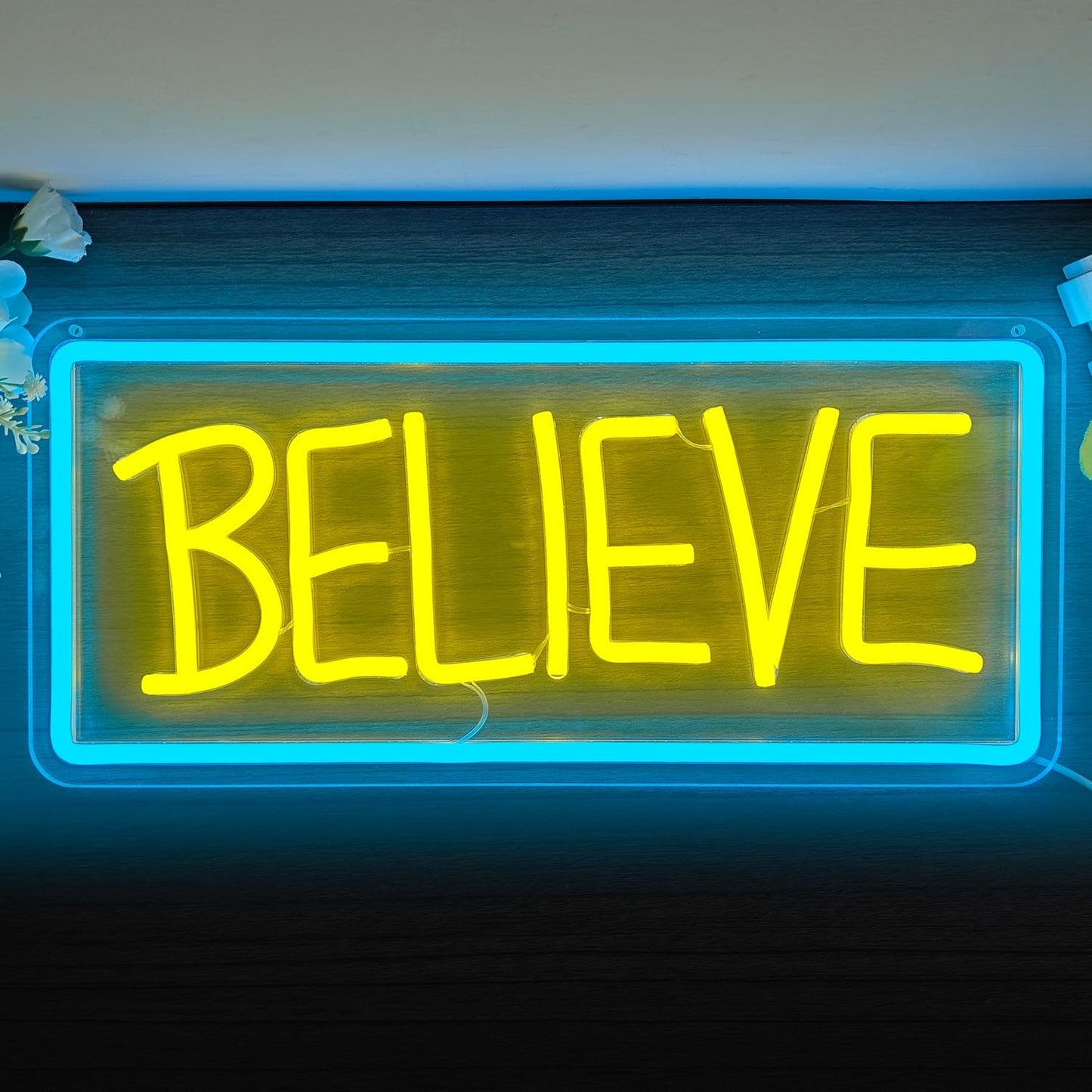 Letrero neón Believe regulable para dormitorio y sala