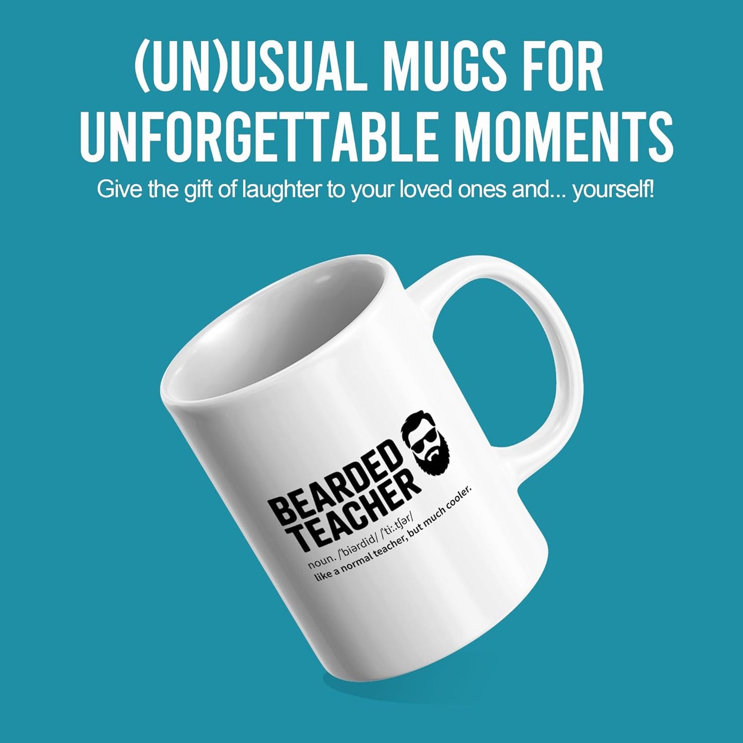 Taza Cerámica Profesor con Barba Regalo Día del Profesor Blanco