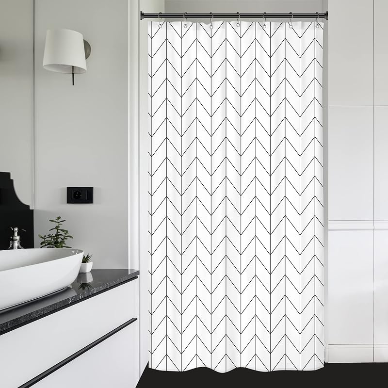 Cortina regadera 36x72pulg raya pezuña caballo blanco y negro