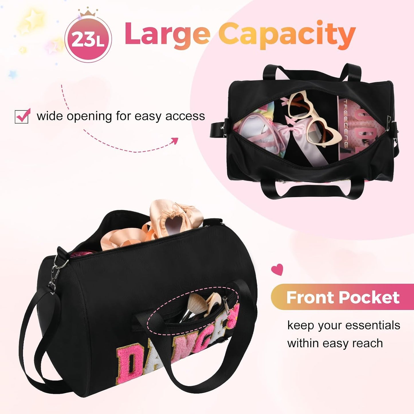 Bolsa viaje impermeable 23L color negro con compartimento grande