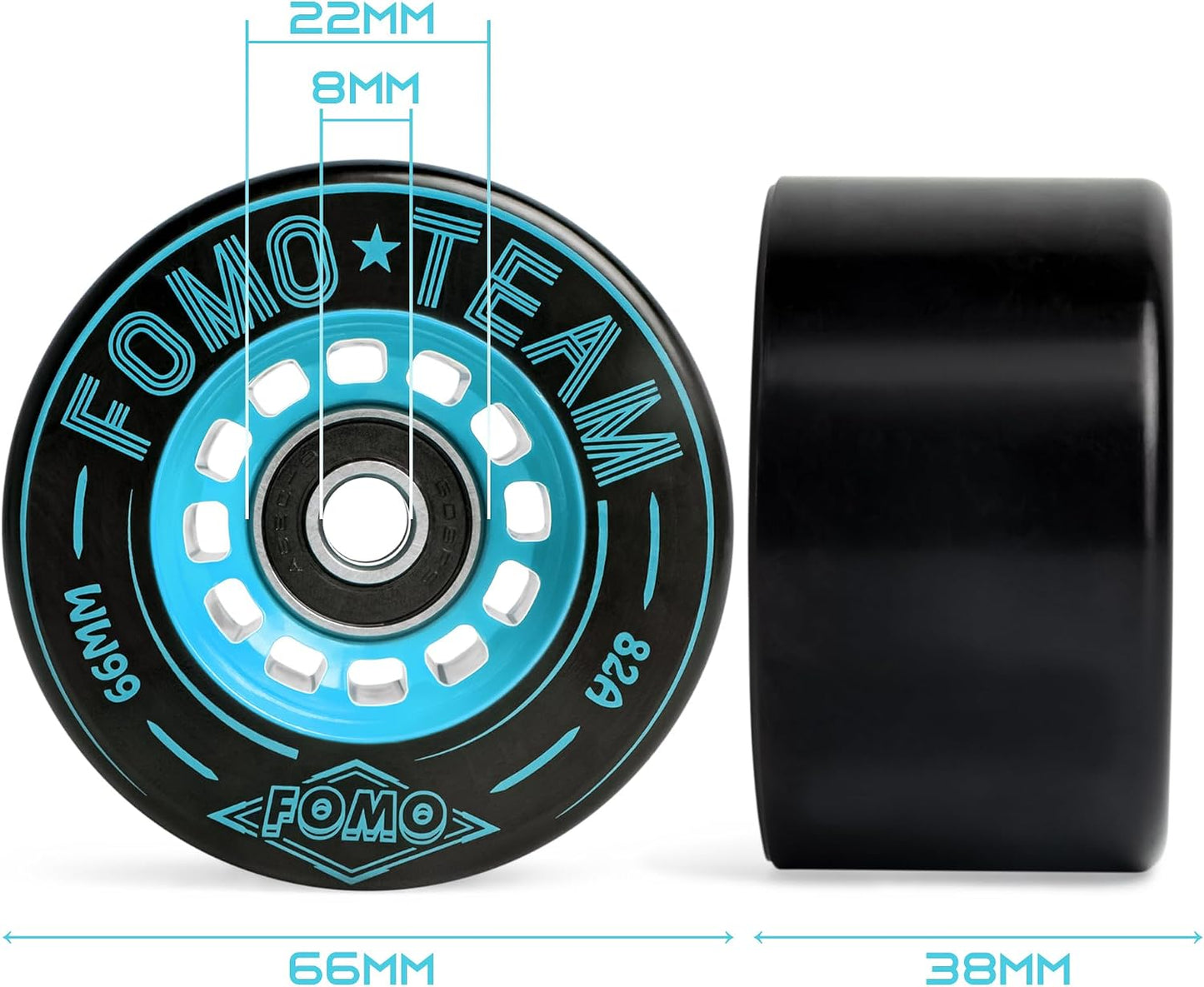 Ruedas patinaje velocidad 2.598x1.496" ABEC-9 82A set 8