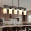Lámpara colgante ajustable 5 luces madera negra para comedor