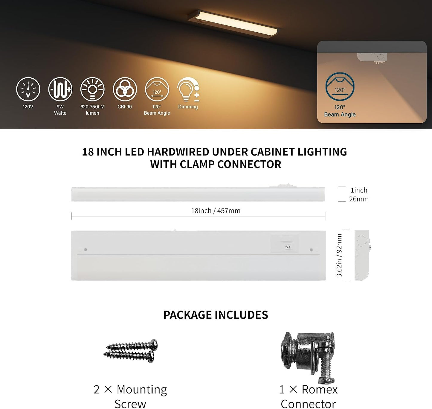 Iluminación LED 18pulg para gabinete con conector 5CCT 120V