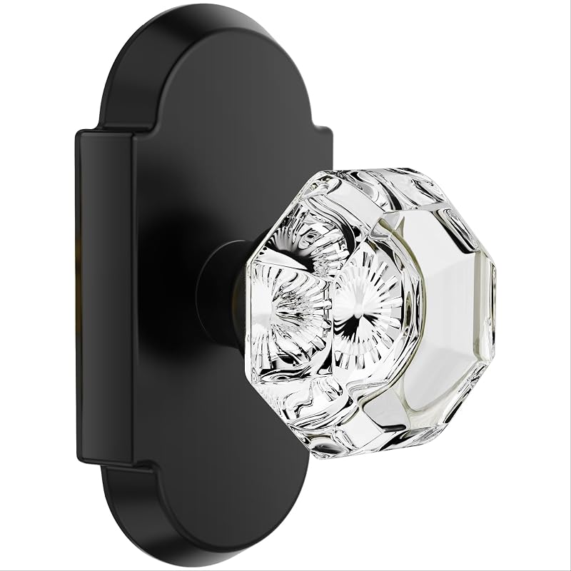 Pomo puerta cristal antiguo negro mate para pasillo