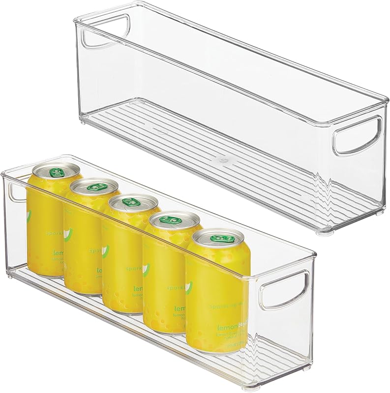 Contenedor apilable plástico despensa con asas set 2 transparente