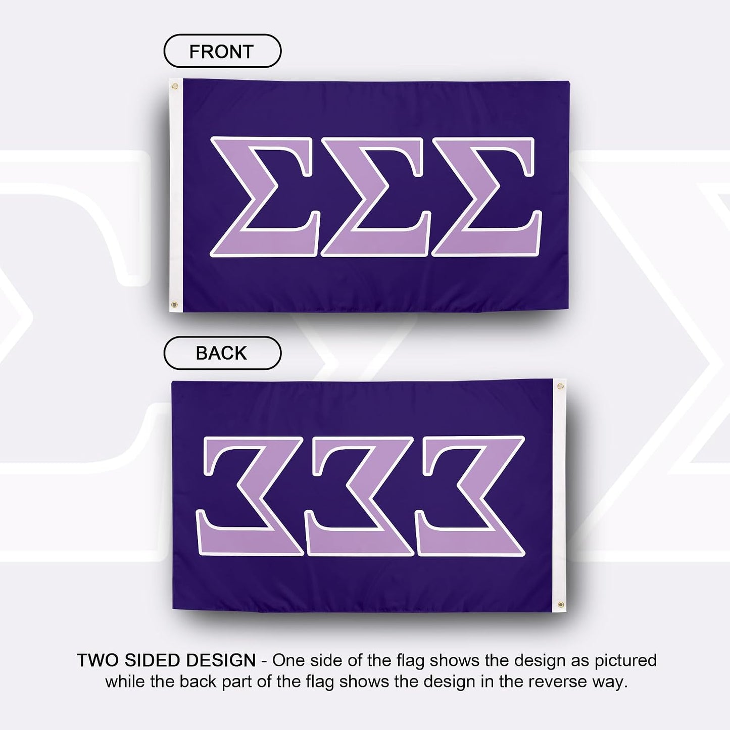 Bandera Tri Sigma 3x5pies para eventos y orgullo