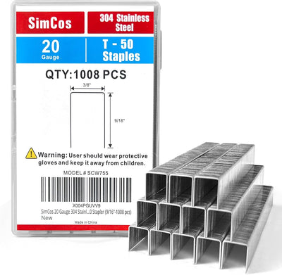 Grapas T/50 acero inox 3/8 pulg 1008 uds