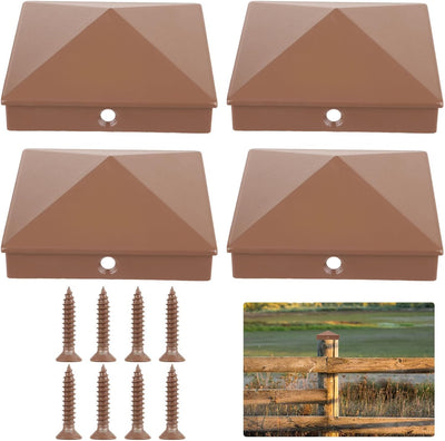 4 Tapas Piramidales Aluminio 4x4 para Postes Madera 3.5x3.5
