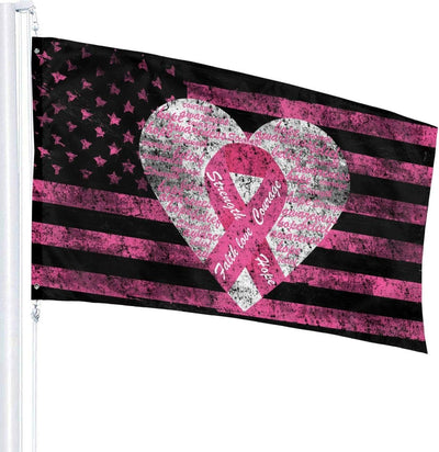Bandera cinta rosa cáncer mama 3x5ft poliéster