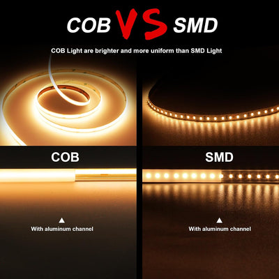 Tira LED COB 2700K 24V flexible 32.8ft blanco cálido