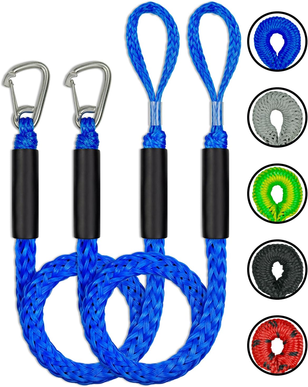 2 Pzas Líneas Elásticas para Barco 4pulg Clip Acero Inox 316