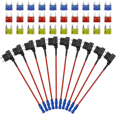 10 Adaptadores Fusible 12V para Coche Camión Barco 10A 15A 20A