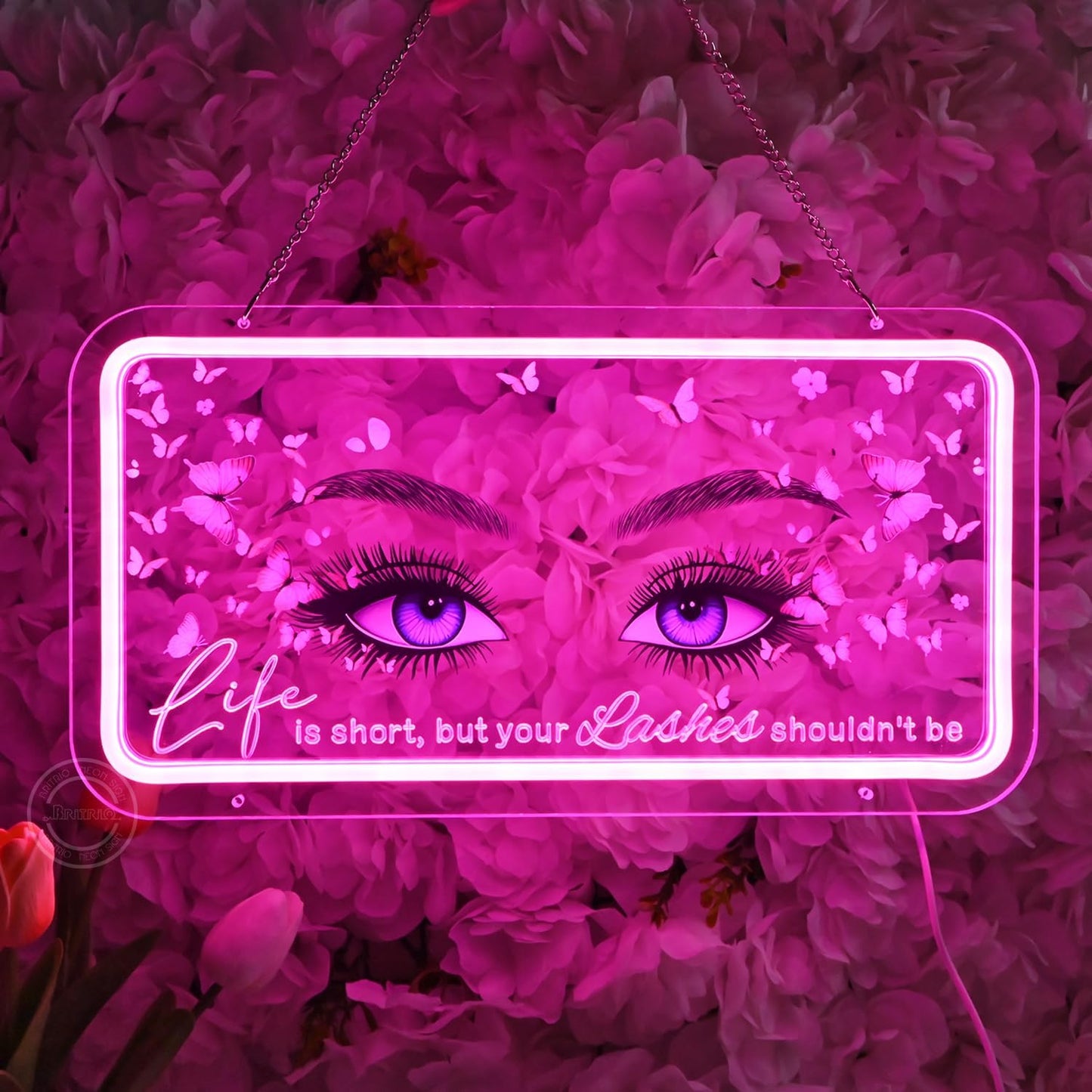 Letrero neón luces rosa para salón belleza logotipo tienda