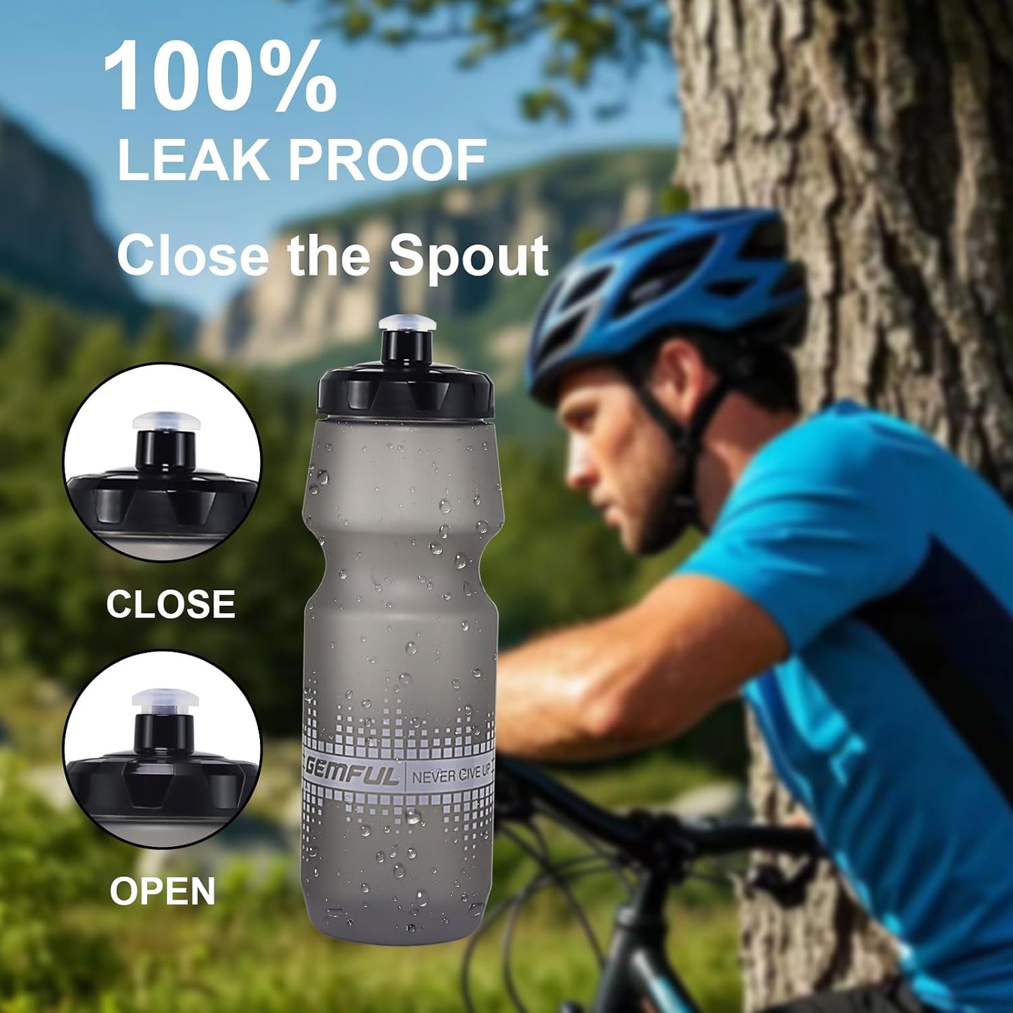 2 Botellas Agua Ciclismo Sin BPA 24oz Negro Blanco