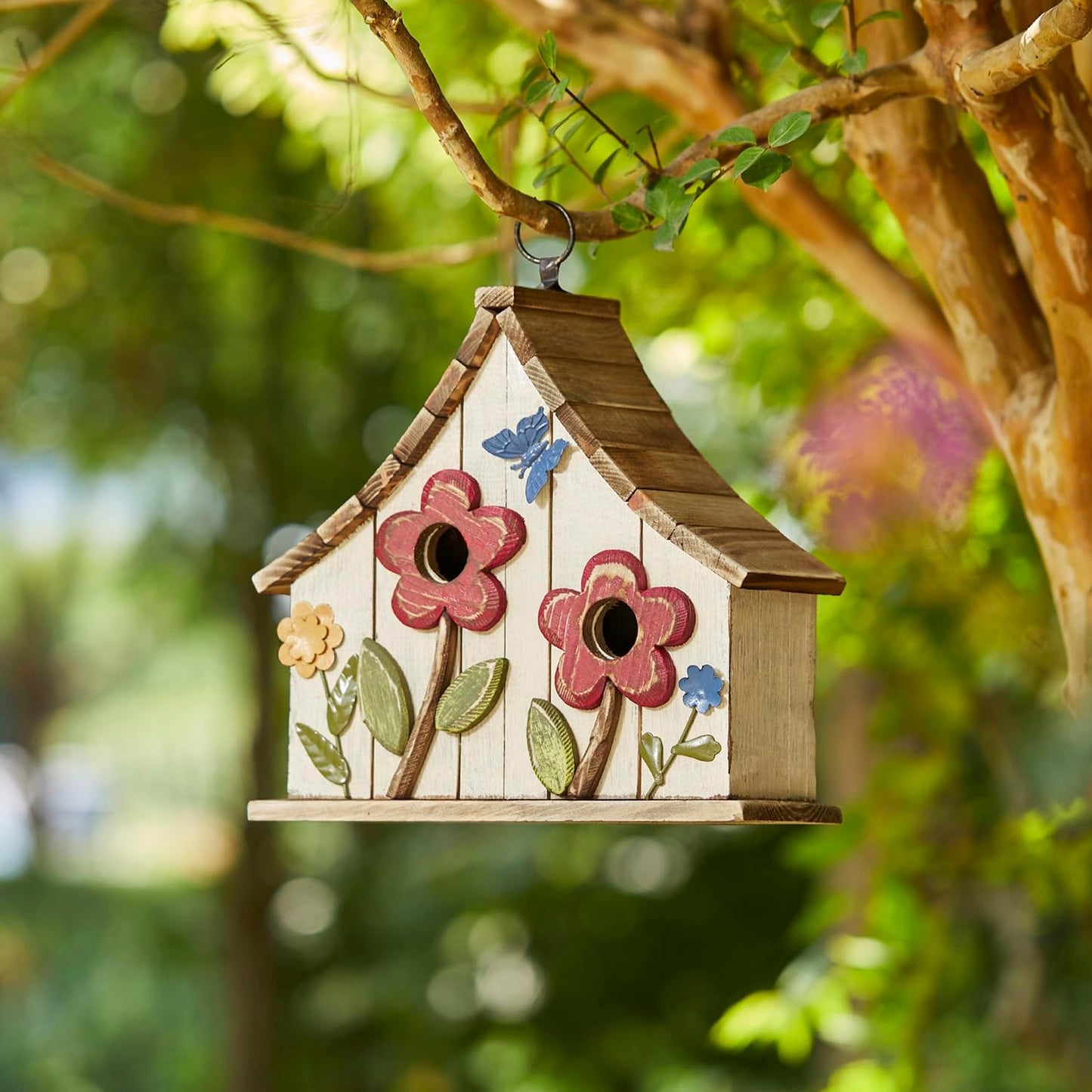 Casas para pájaros colgantes de madera rústica 10.75pulg