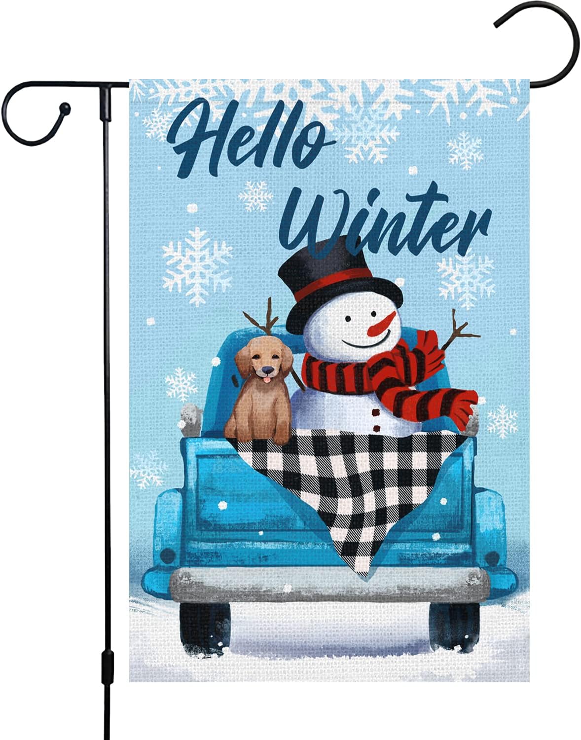 Bandera jardín invierno 12x18pulg doble cara camión muñeco nieve
