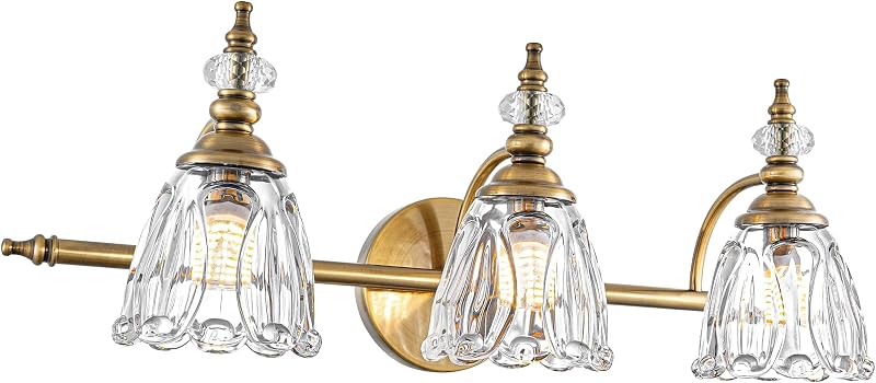 Lámpara tocad. baño oro cepillado 3 luces estilo granja