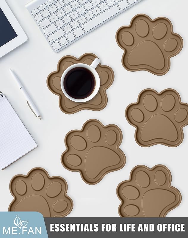 6 Pzas posavasos silicona forma pata perro gato antiderrap