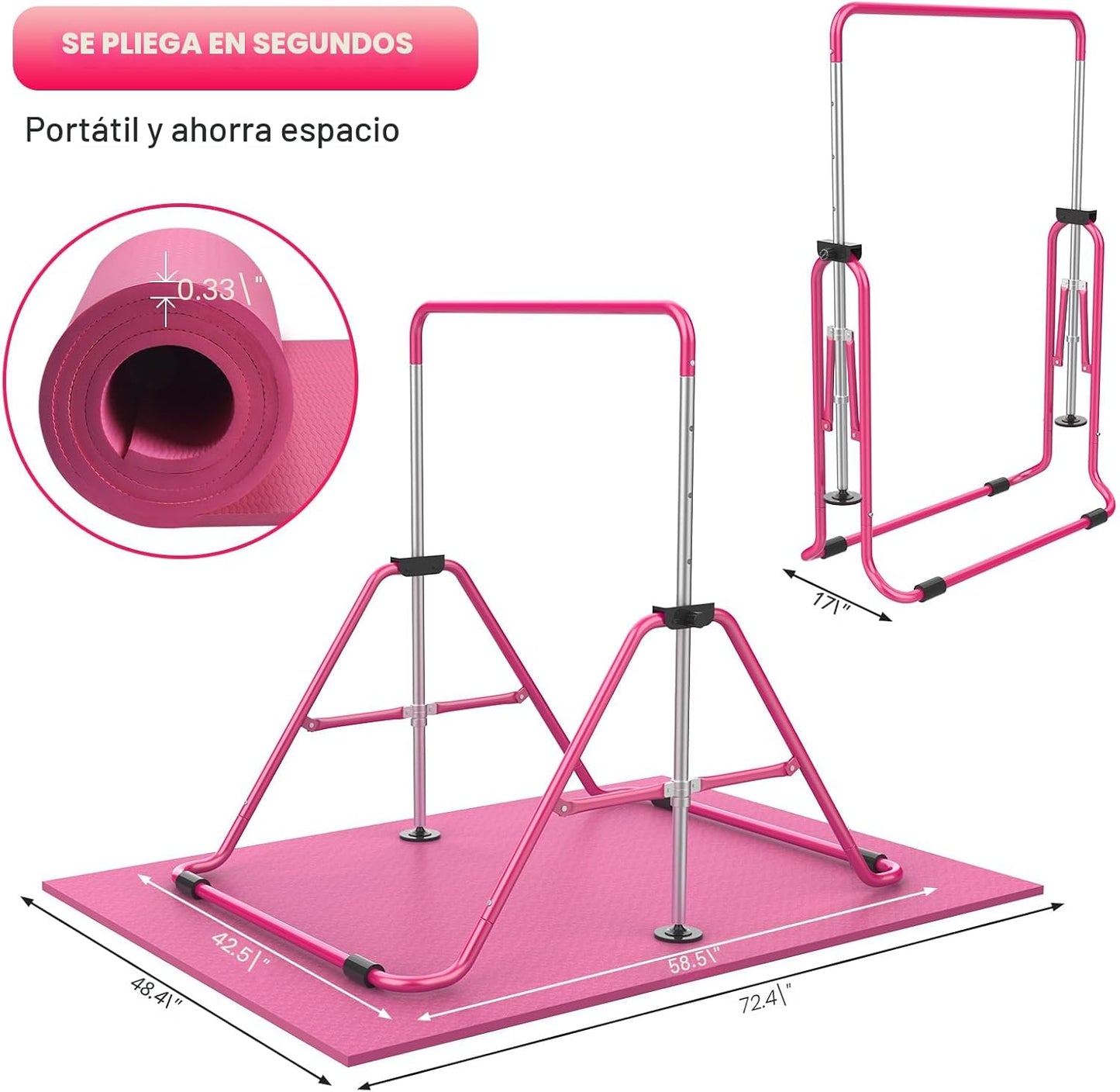Barras gimnasia ajustables plegables para niños