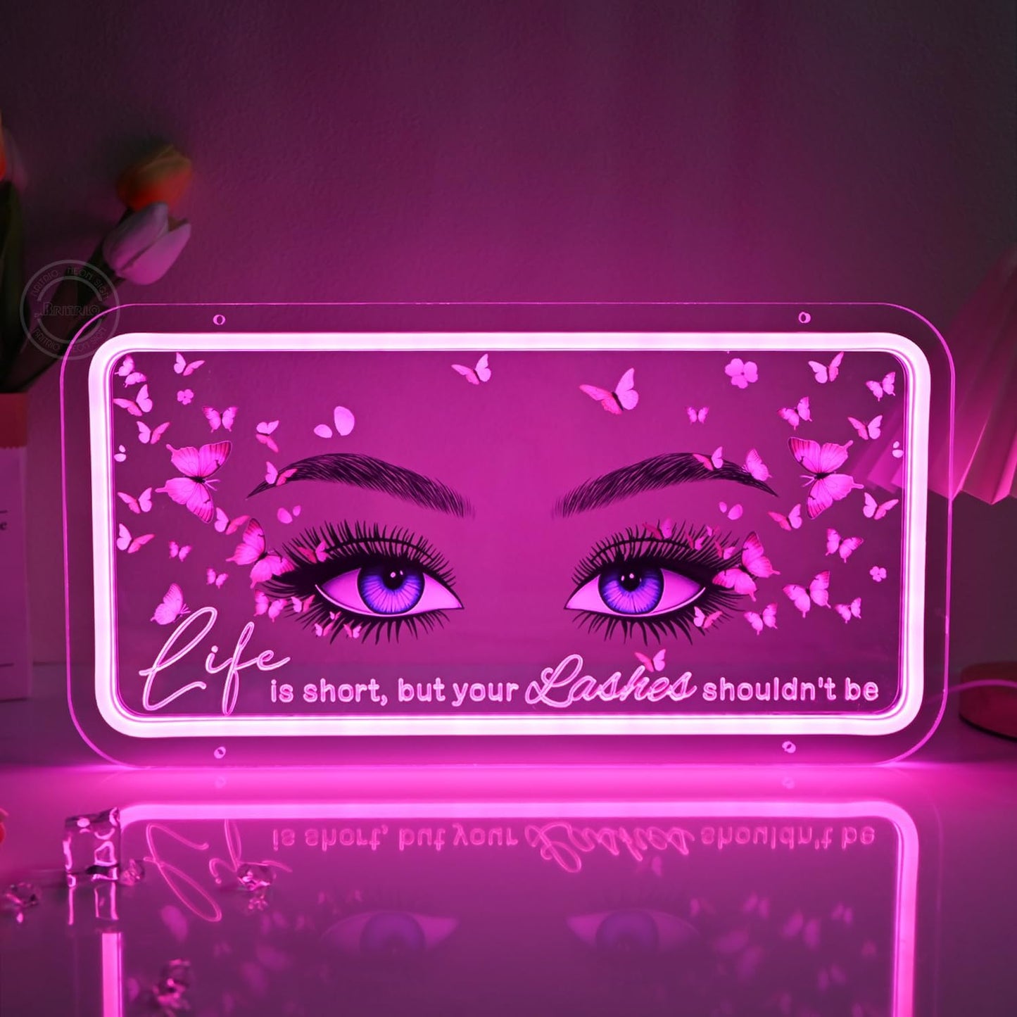 Letrero neón luces rosa para salón belleza logotipo tienda