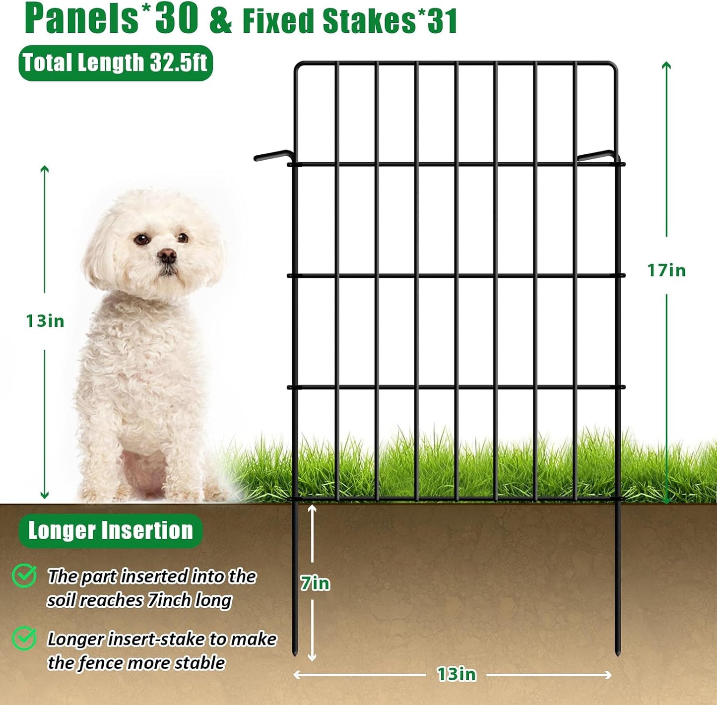 30 Paneles Valla Jardín 32.5ft x 24pulg Metal