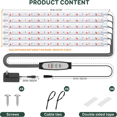 6 Barras Luz Cultivo Plantas Temporizador 5 Niveles Set 2
