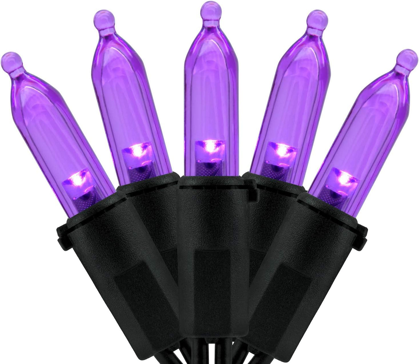 Set 200 Luces LED Navidad Moradas Cable Negro 33pies UL